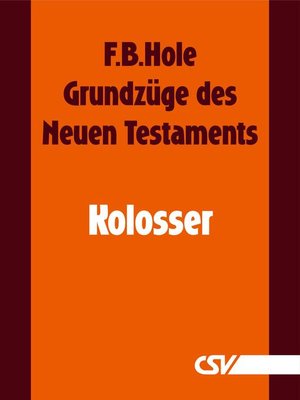 cover image of Grundzüge des Neuen Testaments--Kolosser